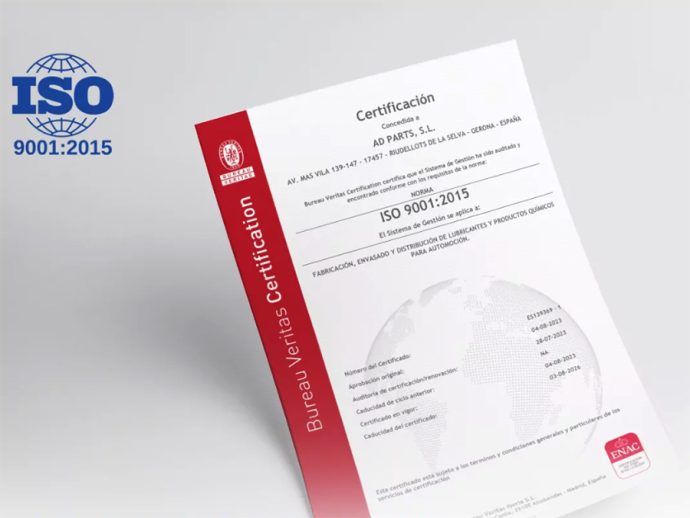 AD Parts anuncia renovación de la certificación ISO 9001 2015