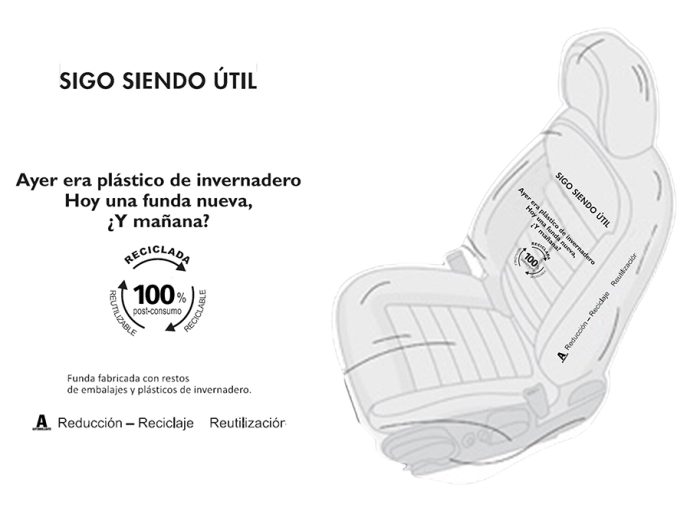 Autobrillante nueva funda de asiento fabricada con plástico reciclado 100% posconsumo