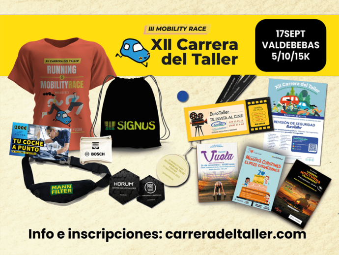 bolsa del corredor de la XII Carrera del Taller III Mobility Race 2023