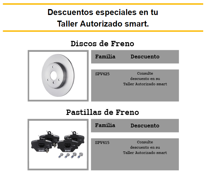 descuentos frenos Talleres Autorizados smart