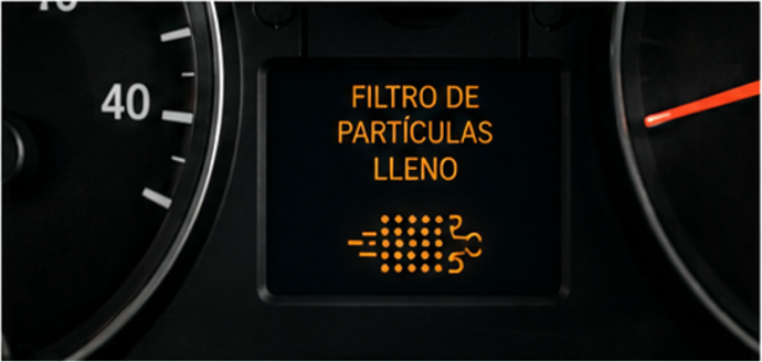El aviso del filtro de partículas puede aparecer junto al testigo de avería del motor. El aviso del filtro de partículas puede aparecer junto al testigo de avería del motor.