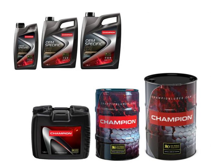 Lubricantes Champion latas y barriles diseño Mundial Rallycross RX