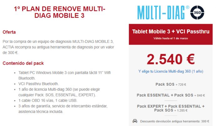 oferta Vagindauto Plan Renove equipo Multi-Diag Mobile 3