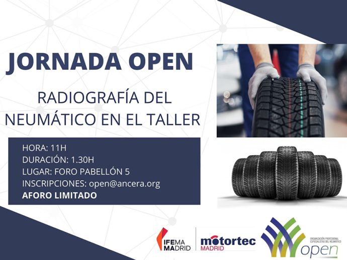 OPEN en Motortec Madrid 2022 jornada sobre radiografía del neumático en el taller