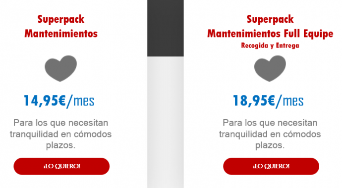 Precio mantenimientos Superpacks Reparatucoche