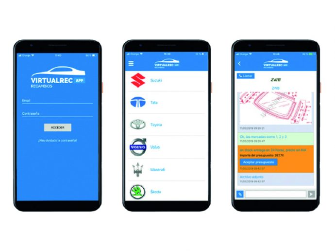 VirtualRec app móvil recambios originales para automoción